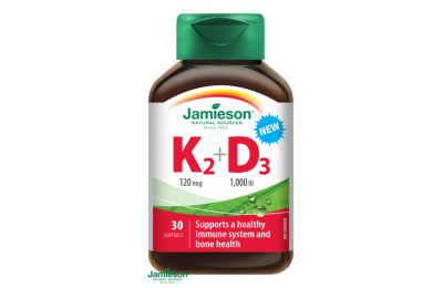 JAMIESON Vitamíny K2 120mcg a D3 1000 IU, 30 cps